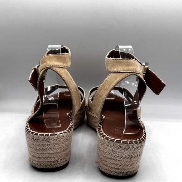 Franco Sarto Pellia Espadrille Sandals Size 10M Sand Suede Wedge Ankle Strap - Picture 7 of 10